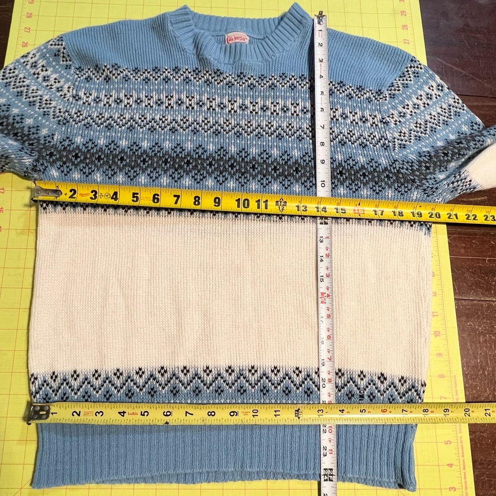 VINTAGE 60s classic fair isle knit sweater mens ski lodge cabin Scandinavian 70s - Picture 6 of 9